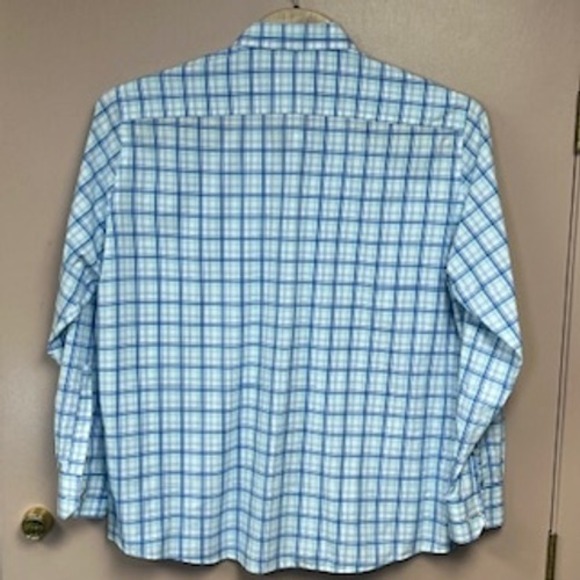 Peter Millar Crown Crafted Mens XXL Blue Green Plaid Performance Shirt - Picture 2 of 7